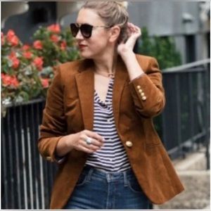 J. Crew Campbell Brown Corduroy blazer size 8- single button front- gold buttons